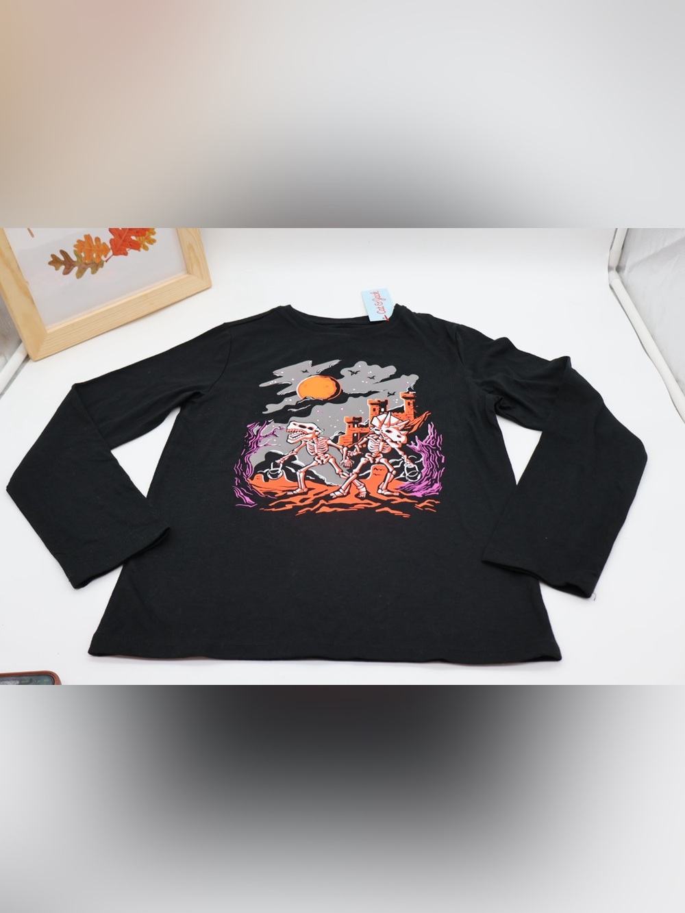 Target Black Long Sleeve Halloween Skeleton Graphic Tee